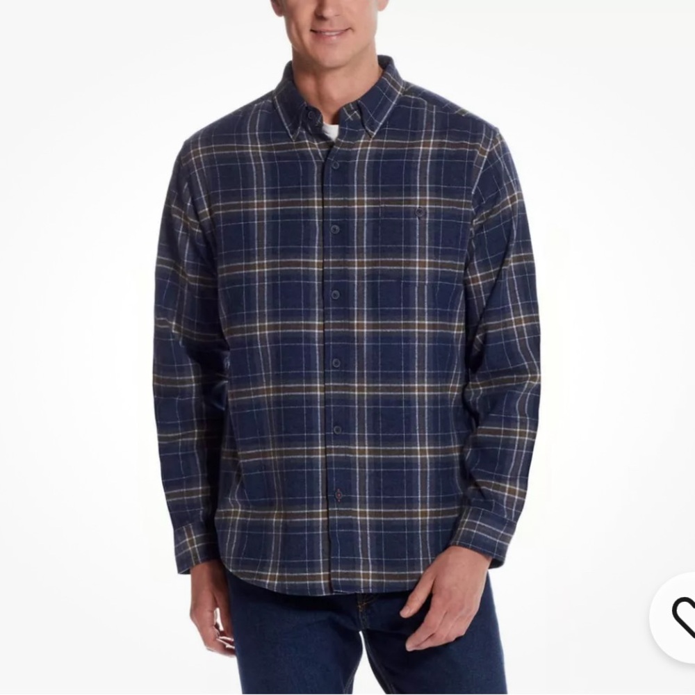 Weatherproof Vintage Cotton Brushed Flannel‎ Button Down Plaid Shirt Medium